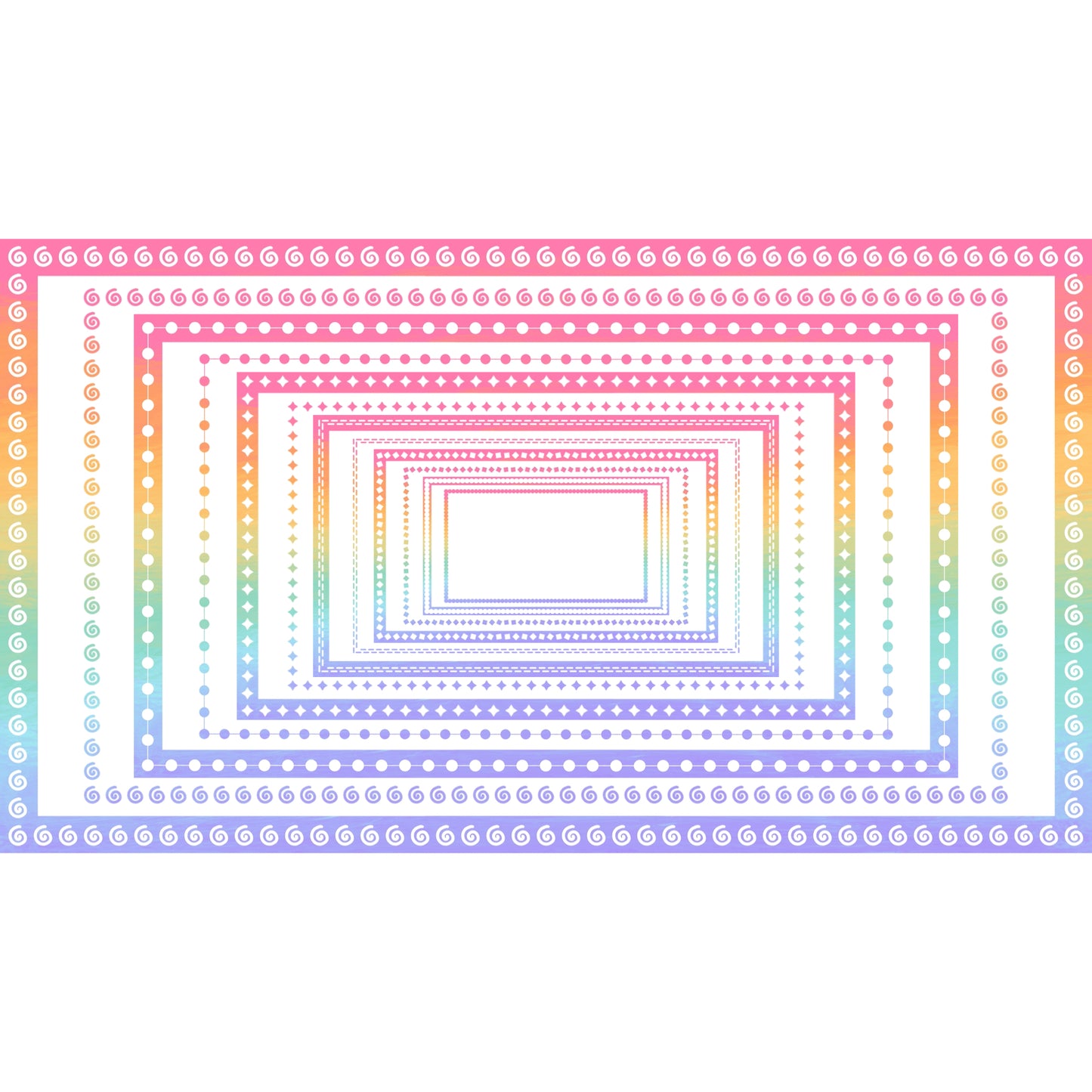 Widescreen Border Clipart Set 47 - Pastel Rainbow - Google Slides & PowerPoint