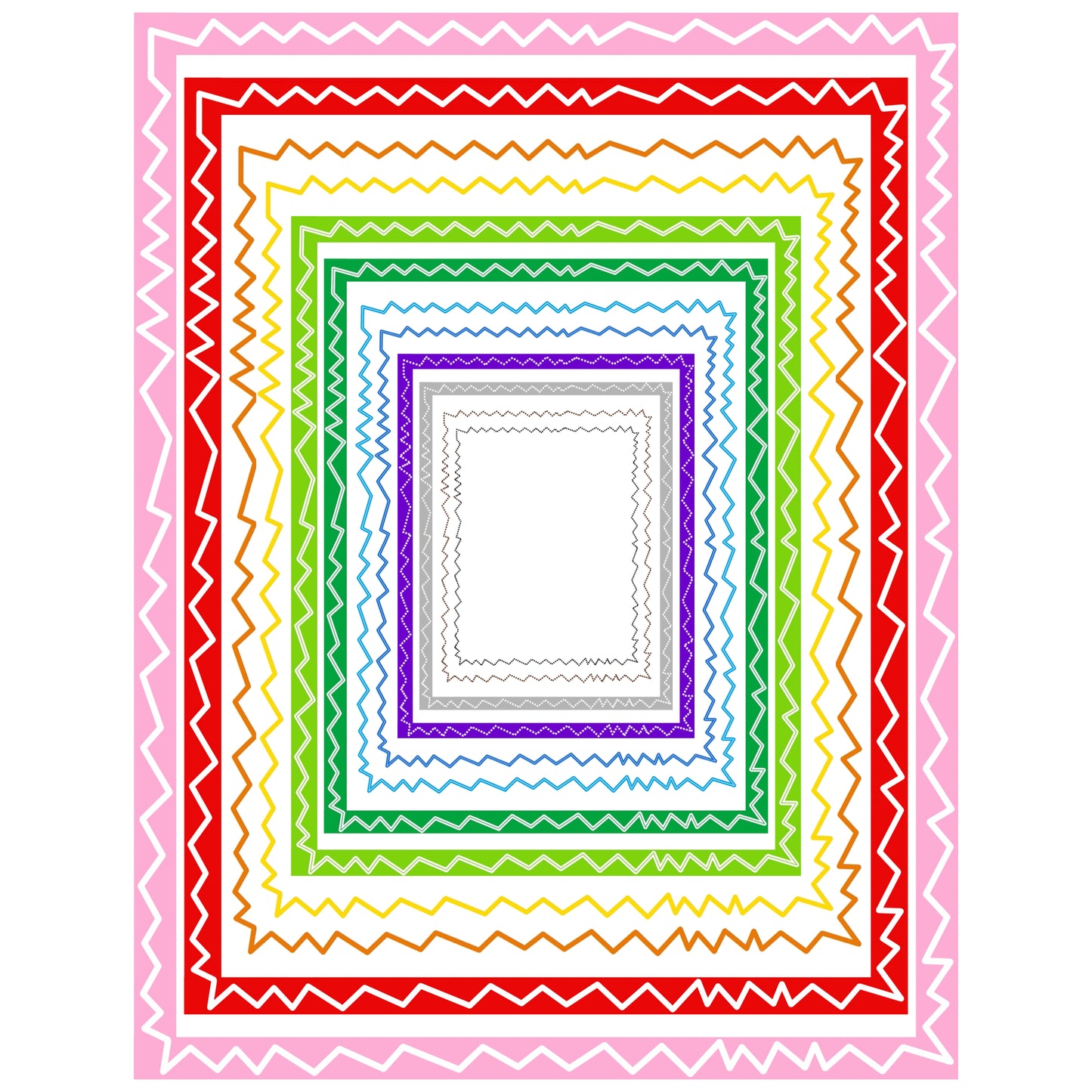 Border Clipart Set 34 - Colorful Zigzag - Page Borders and Frames