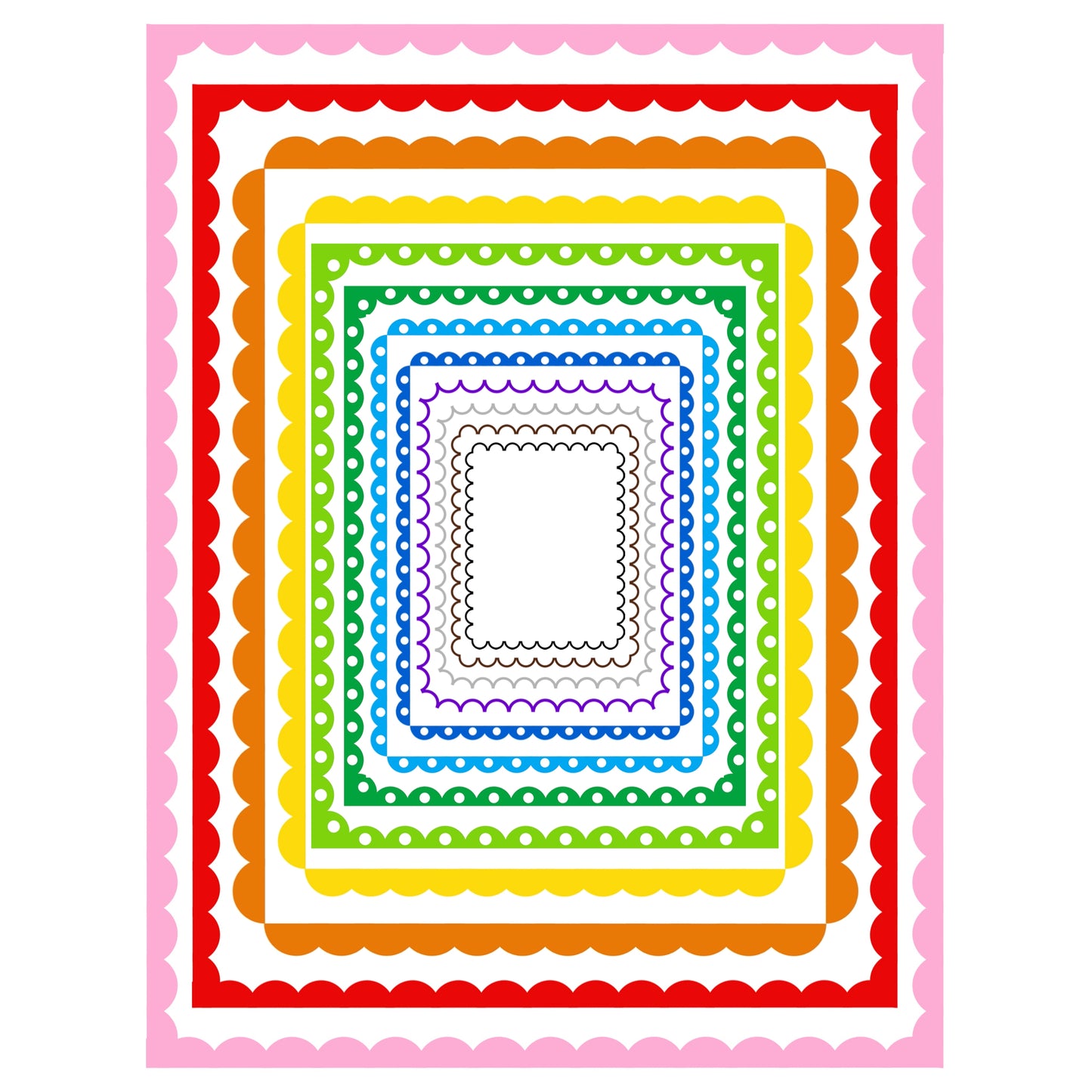 Border Clipart Set 29 - Colorful Scallop - Page Borders and Frames