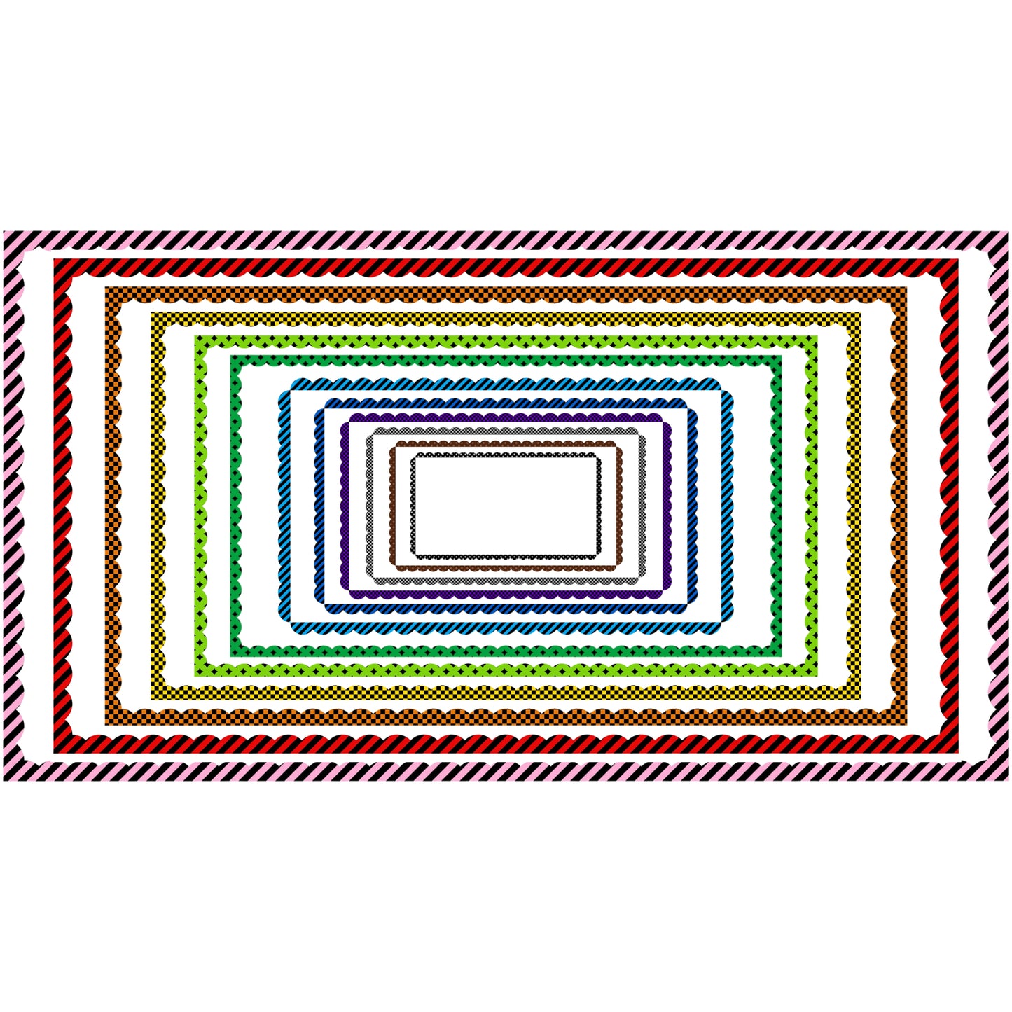 Widescreen Border Clipart Set 32 - Colorful Scallop - Google Slides & PowerPoint