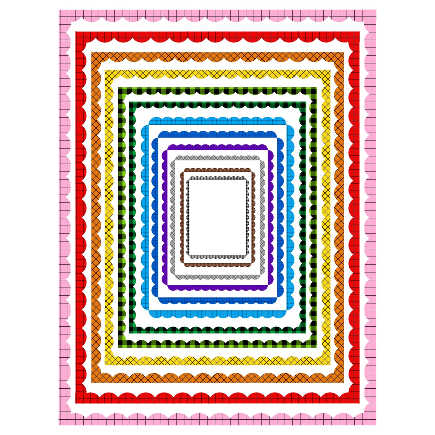 Border Clipart Set 30 - Colorful Scallop - Page Borders and Frames