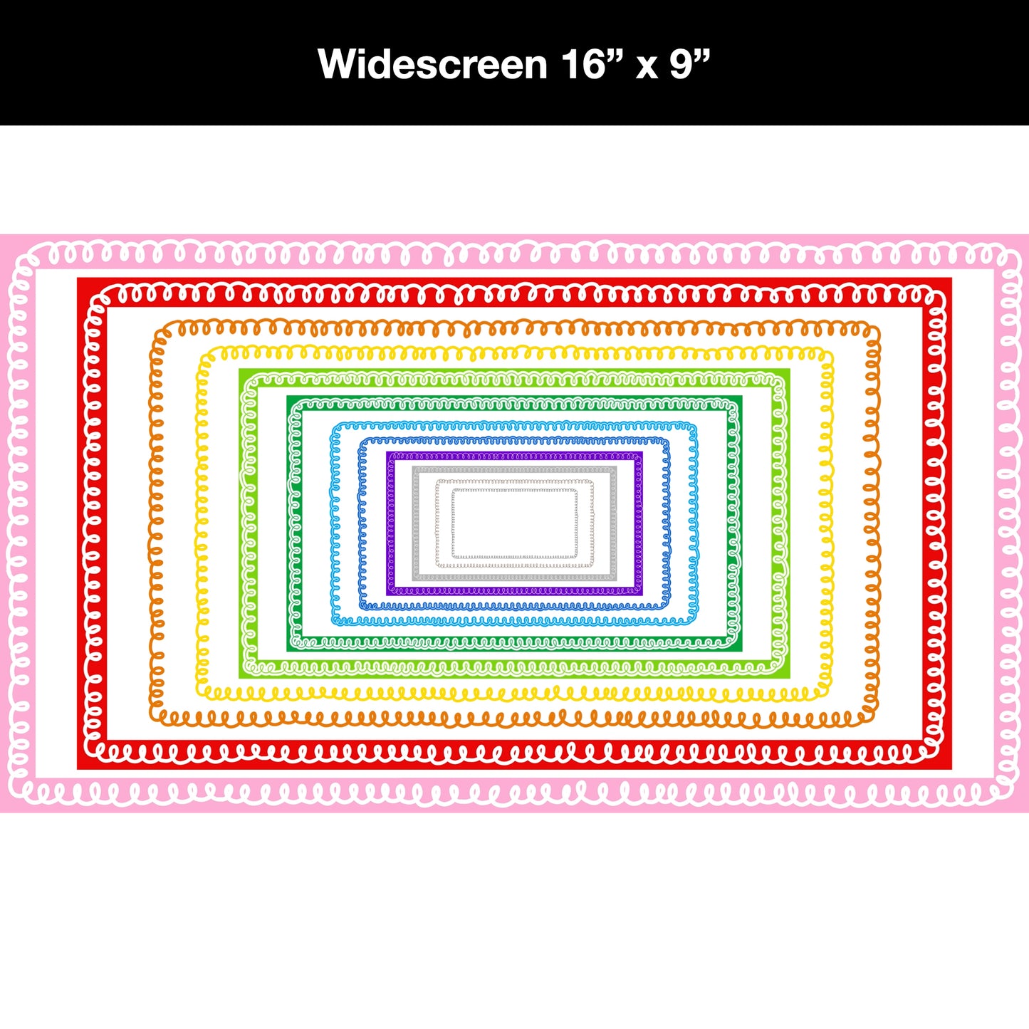 Widescreen Border Clipart Bundle 9 - Colorful Curly and Zigzag - Google Slides