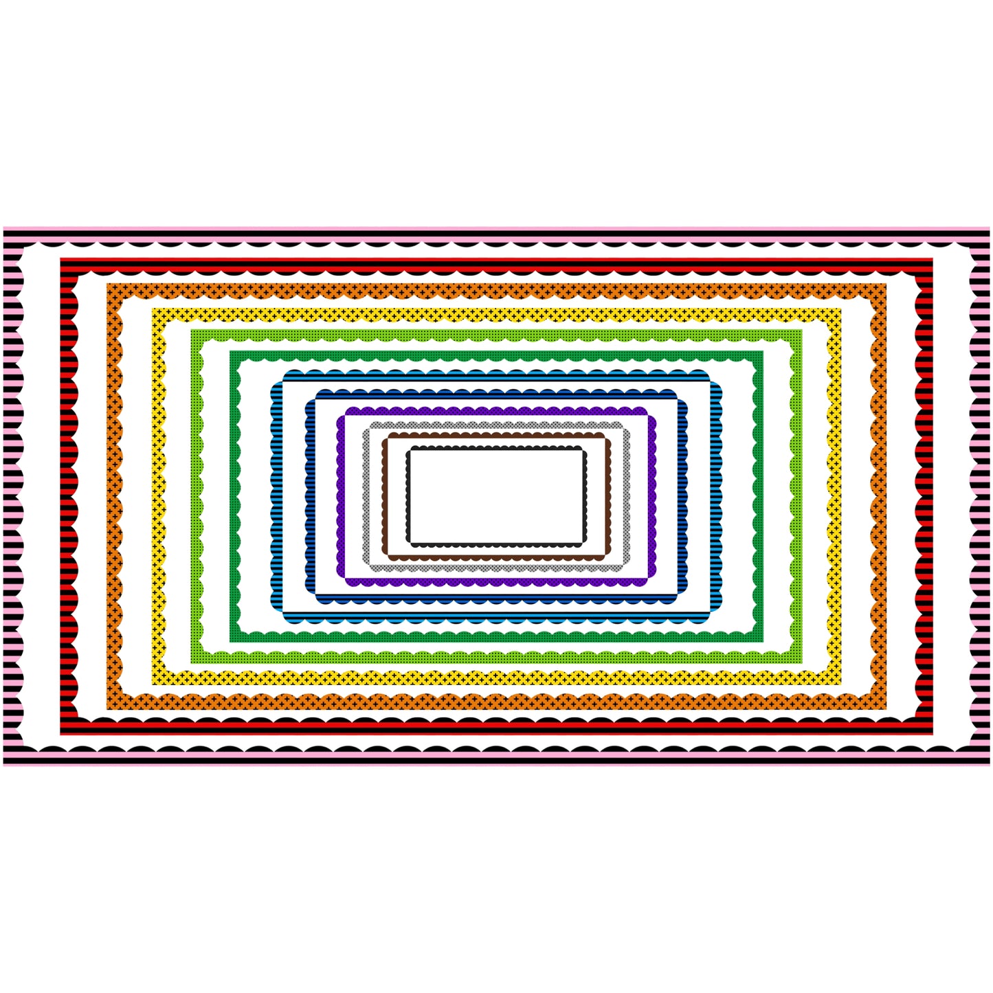 Widescreen Border Clipart Set 31 - Colorful Scallop - Google Slides & PowerPoint