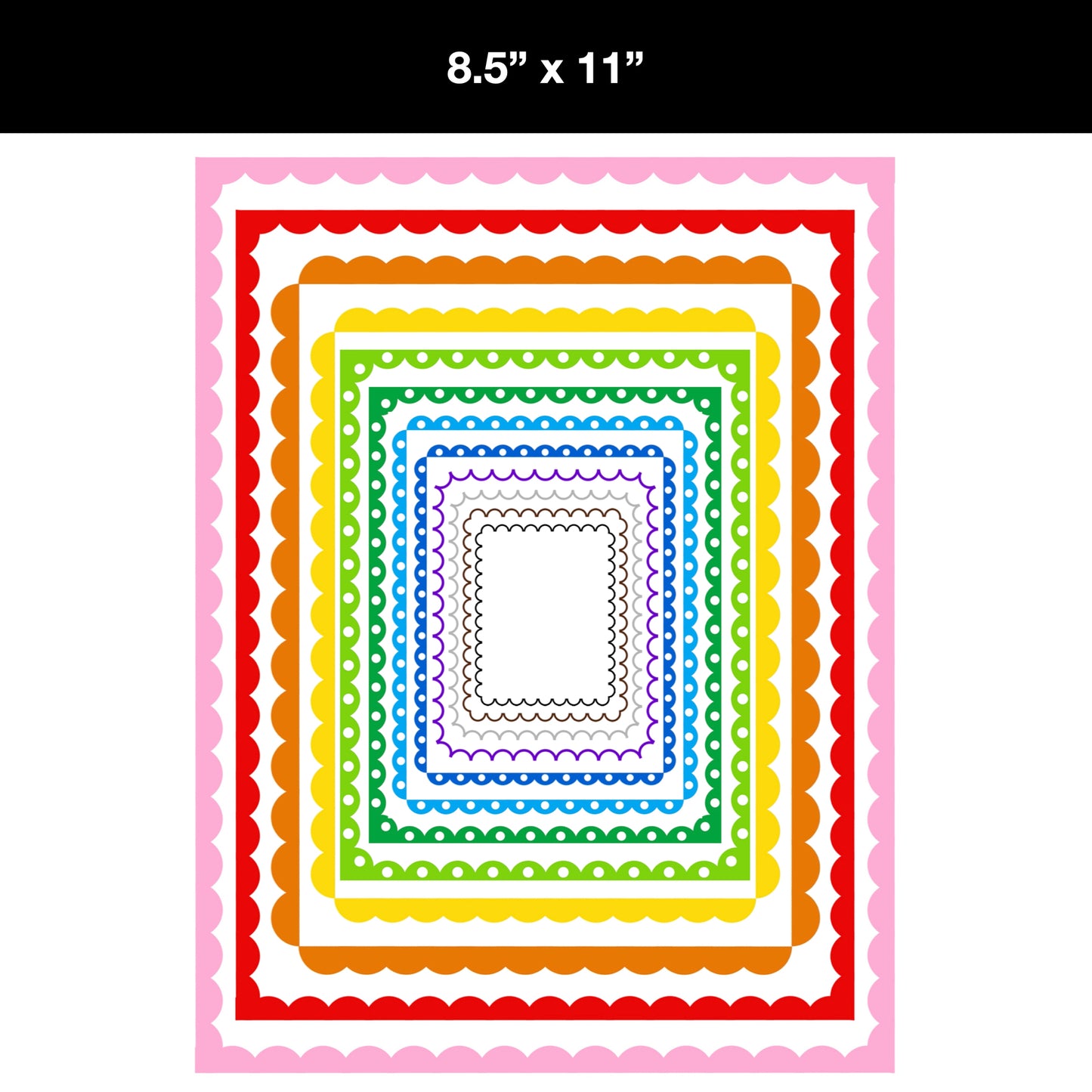 Border Clipart Bundle 8 - Colorful Scallop - Page Borders and Frames