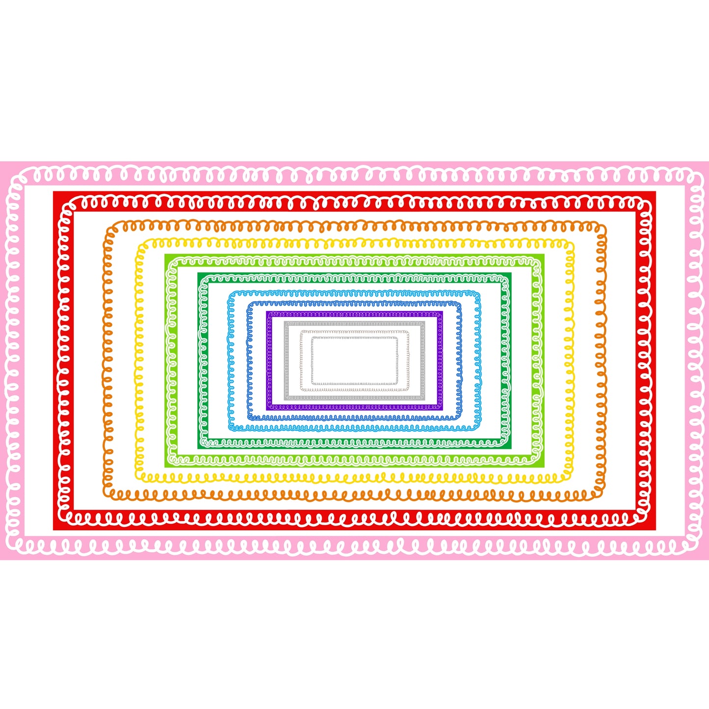 Widescreen Border Clipart Set 33 - Colorful Curly - Google Slides & PowerPoint