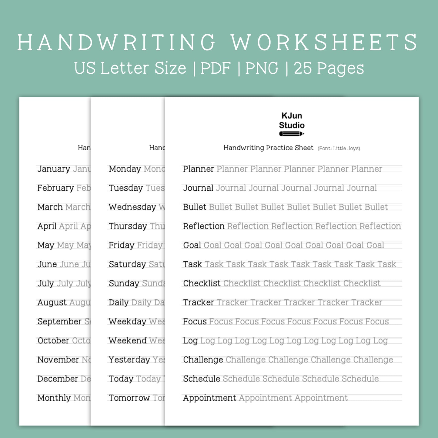 Handwriting Practice Sheets - Little Joys Font