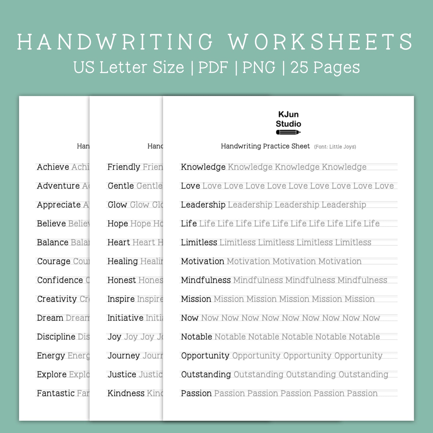 Handwriting Practice Sheets - Little Joys Font