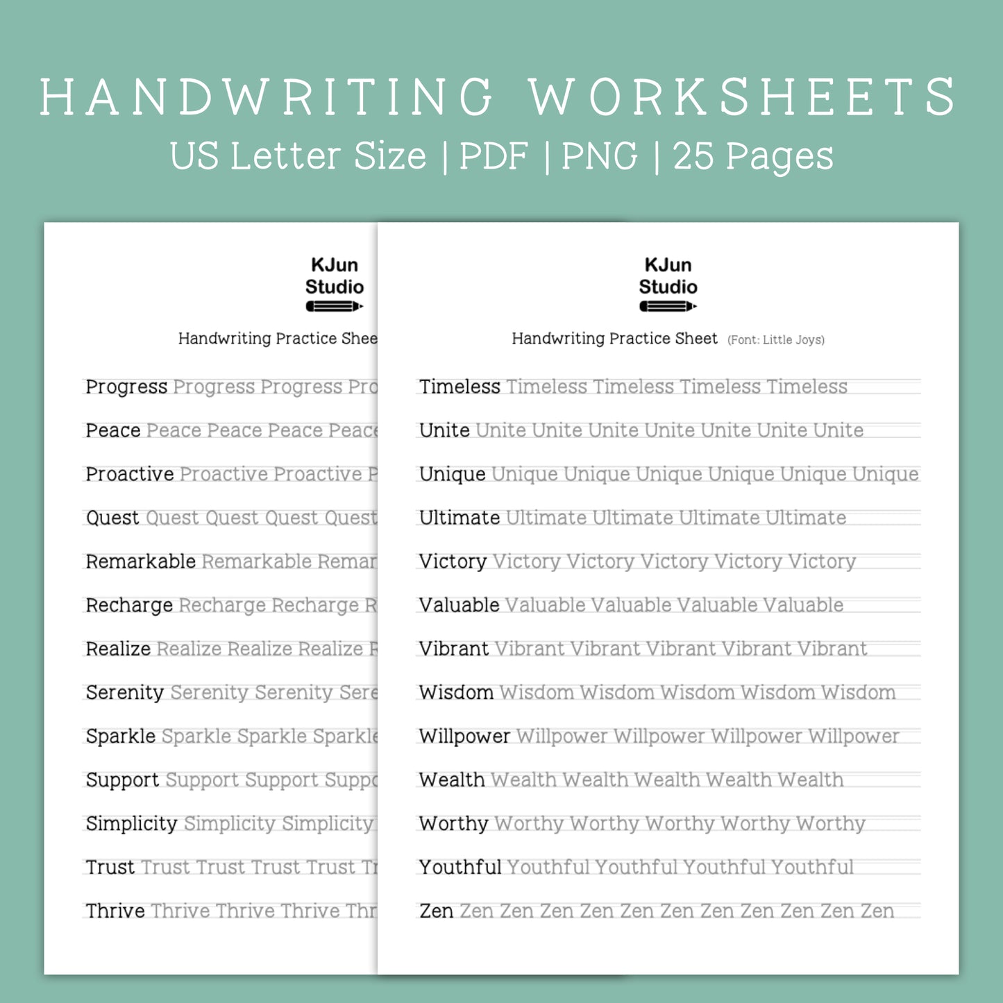 Handwriting Practice Sheets - Little Joys Font