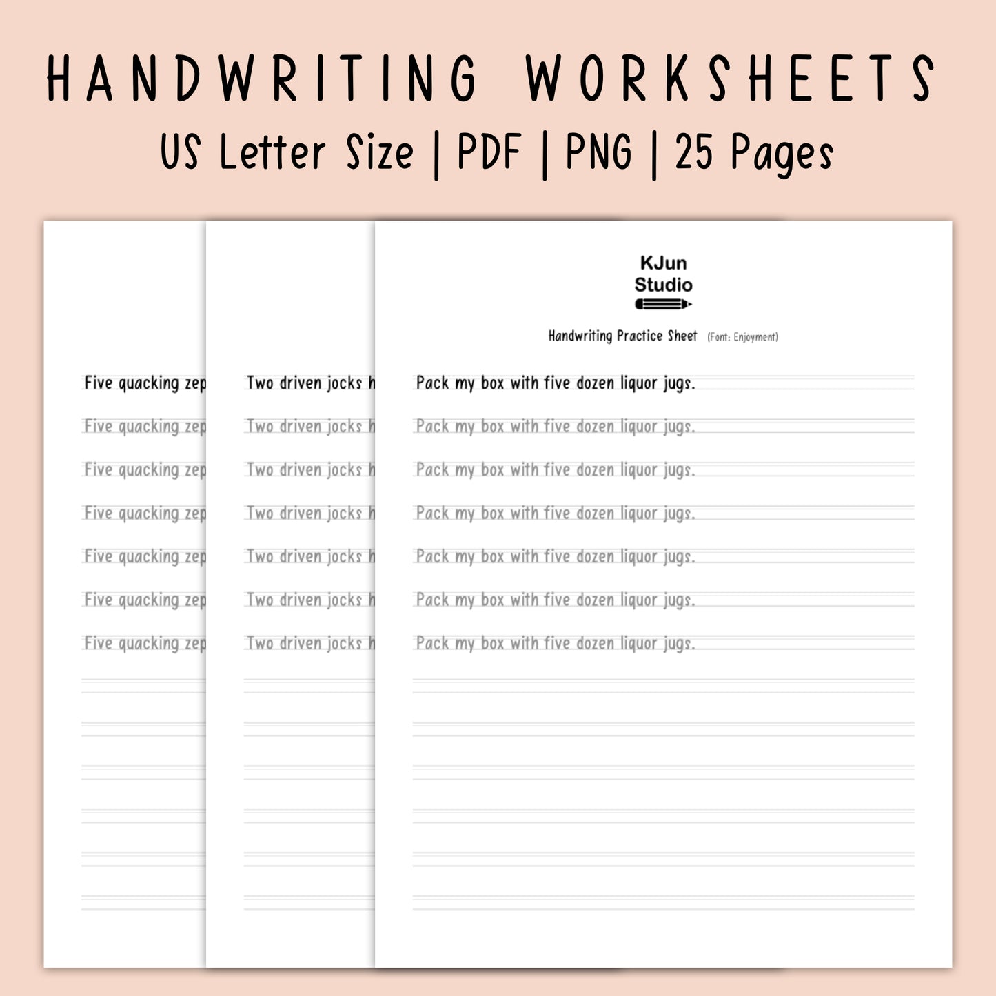 Handwriting Practice Sheets - Enjoyment Font