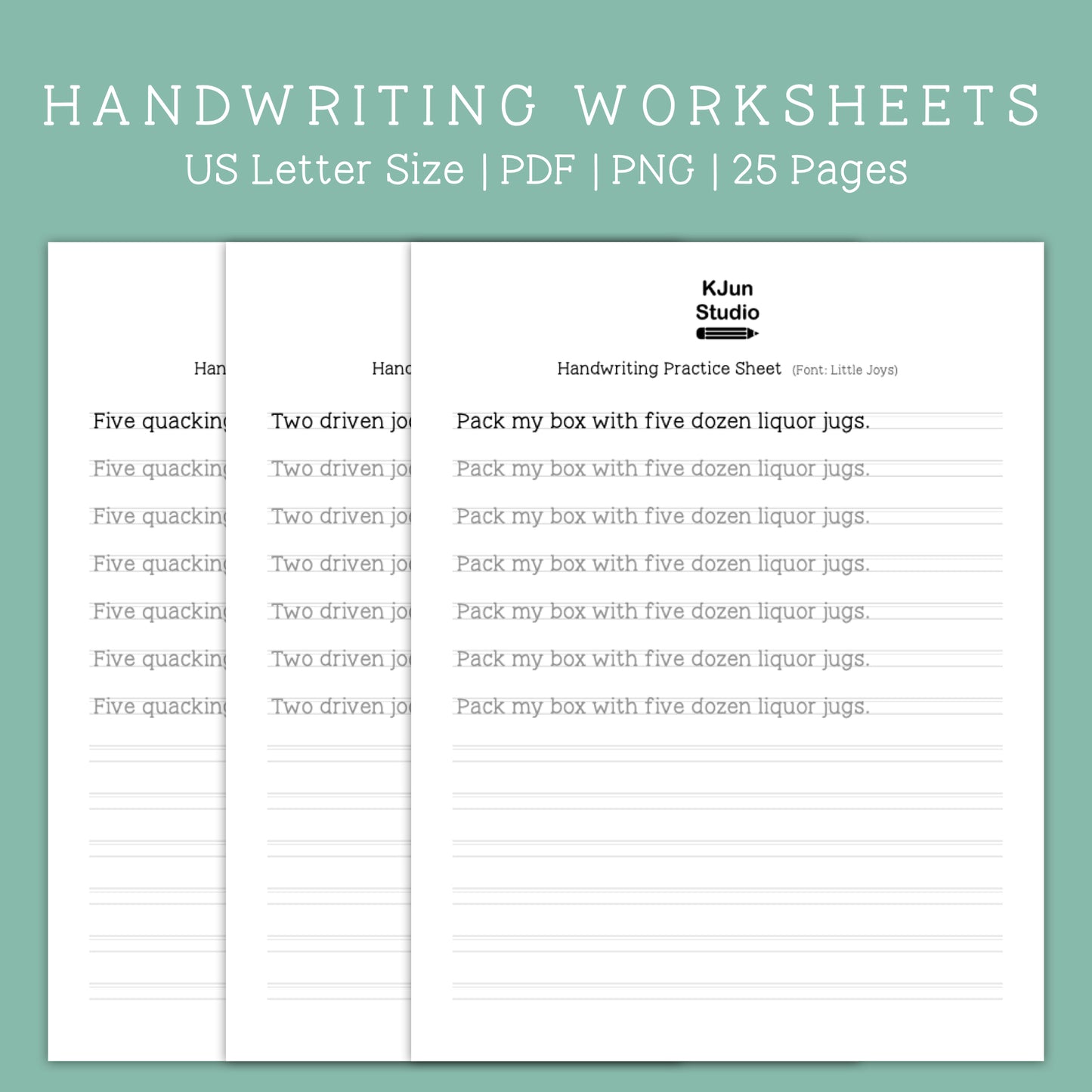 Handwriting Practice Sheets - Little Joys Font