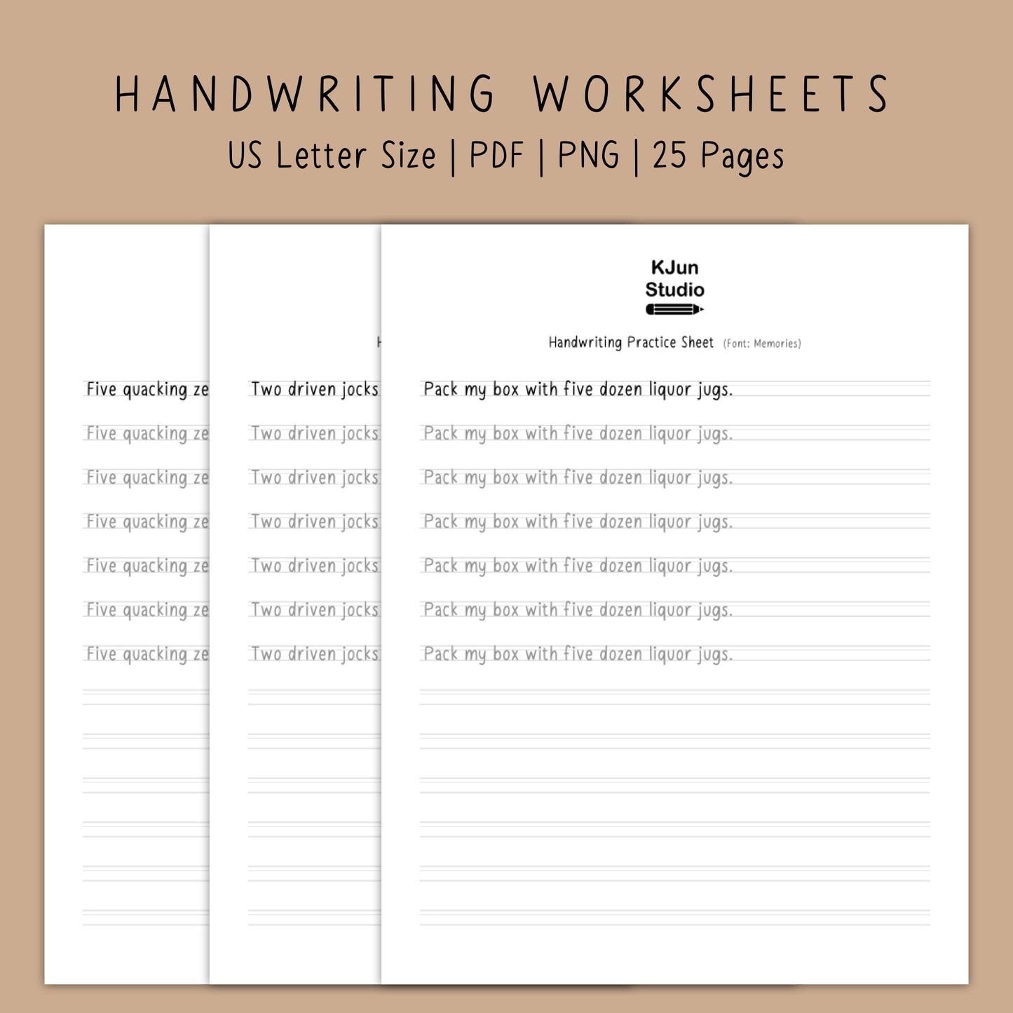 Handwriting Practice Sheets - Memories Font