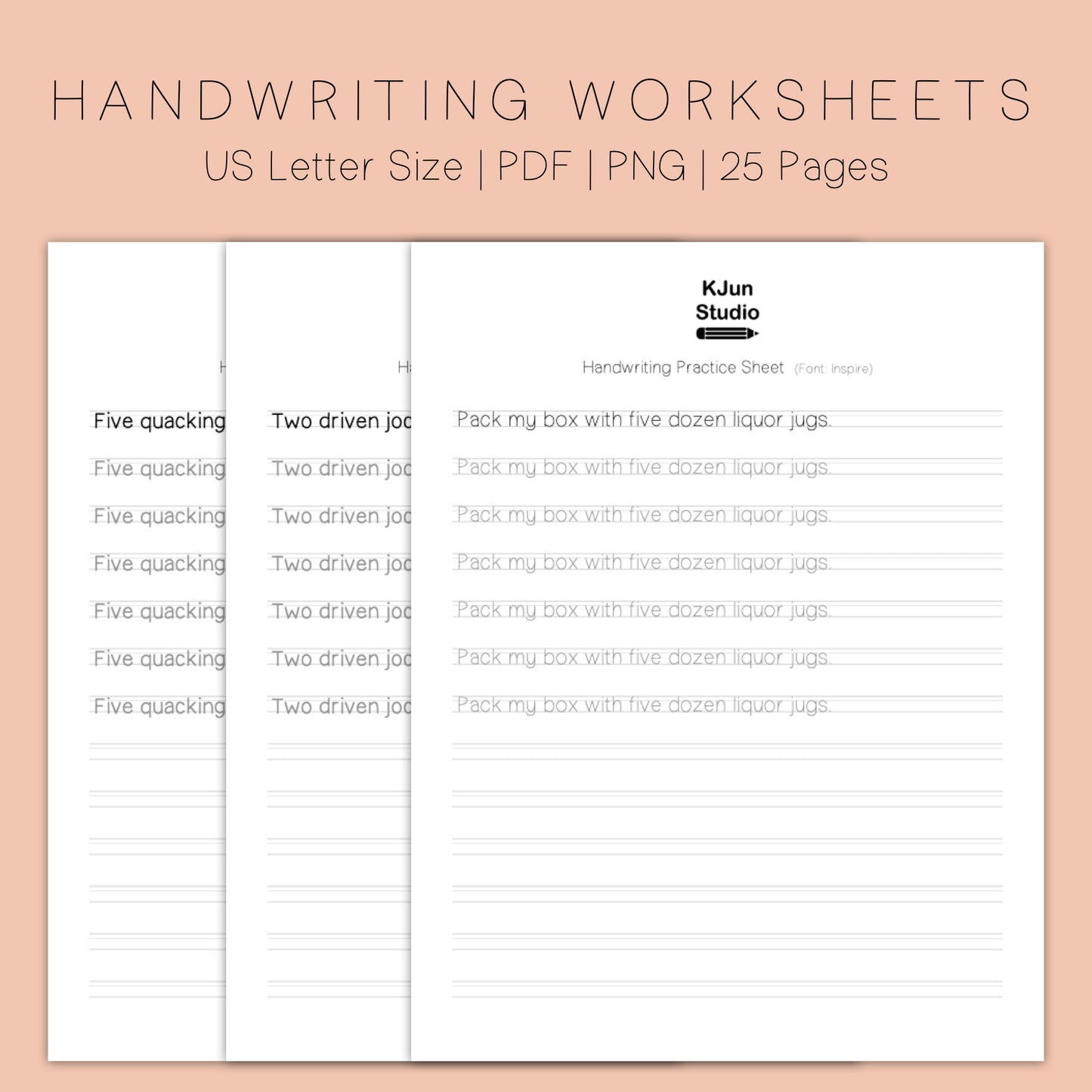 Handwriting Practice Sheets - Inspire Font