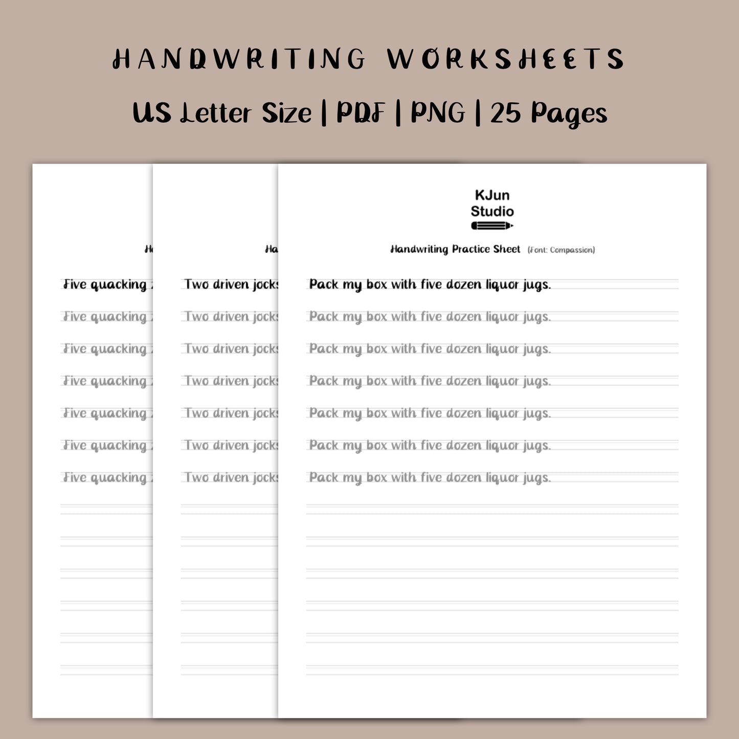 Handwriting Practice Sheets - Compassion Font