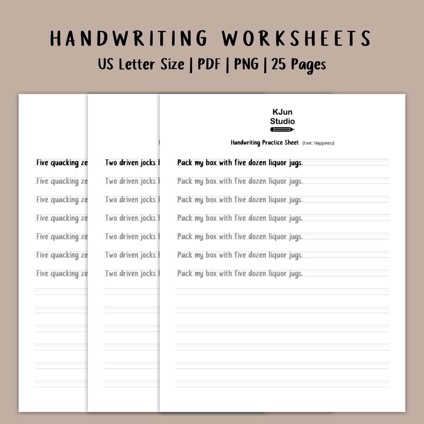 Handwriting Practice Sheets - Happiness Font
