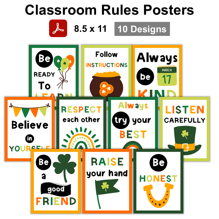 Classroom Rules Posters - St. Patrick's Day