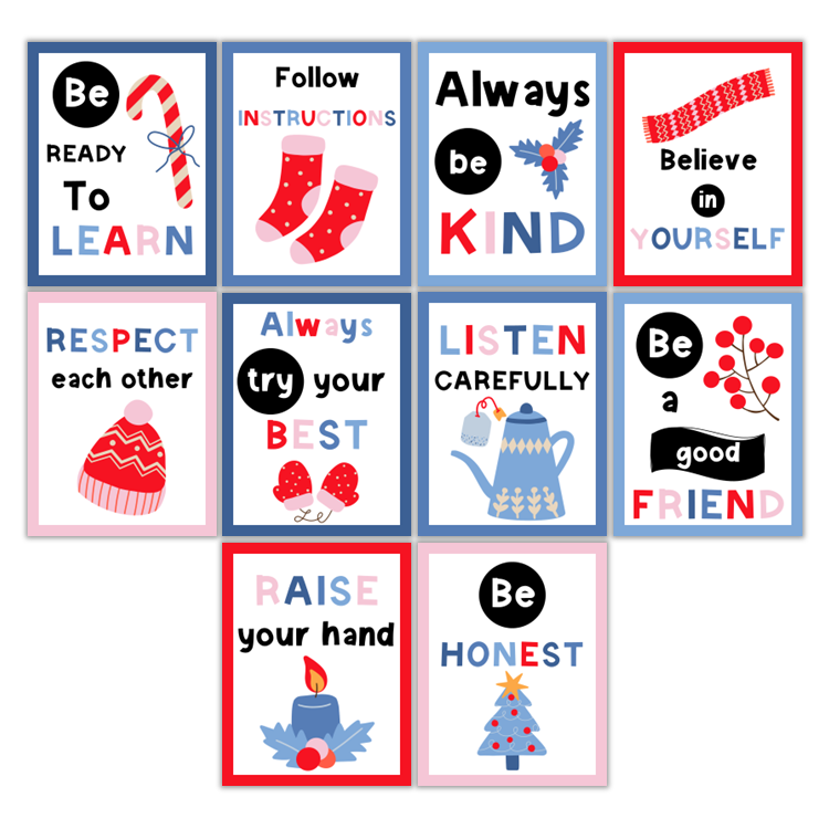 Classroom Rules Posters - Blue Winter