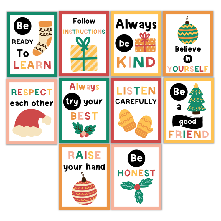 Classroom Rules Posters - Cute Christmas