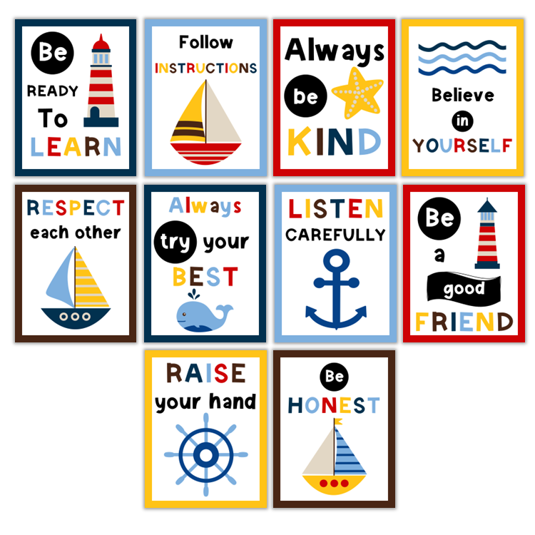 Classroom Rules Posters - Nautical