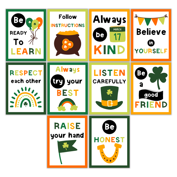 Classroom Rules Posters - St. Patrick's Day