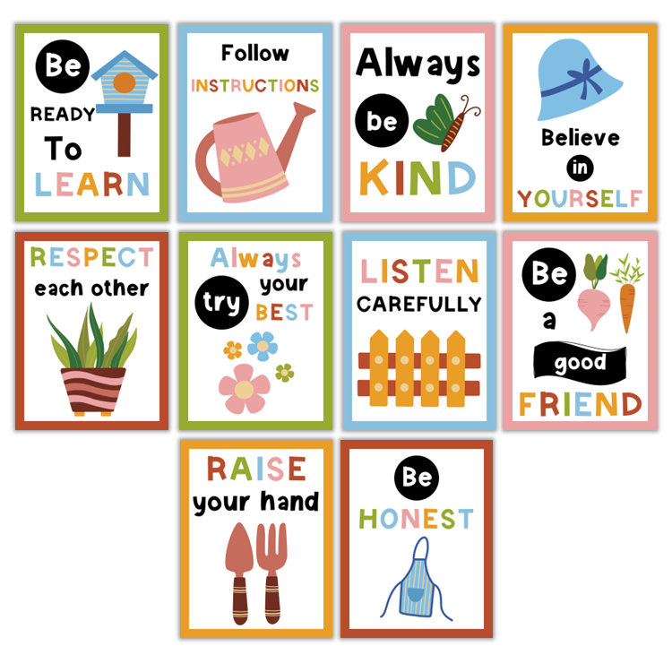 Classroom Rules Posters - Spring Garden