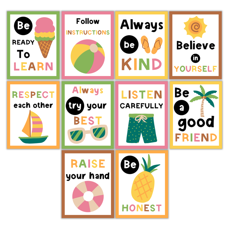 Classroom Rules Posters - Hello Summer
