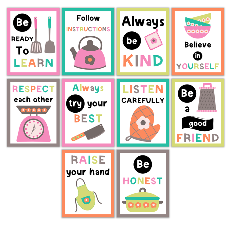Classroom Rules Posters - Kitchen Utensils