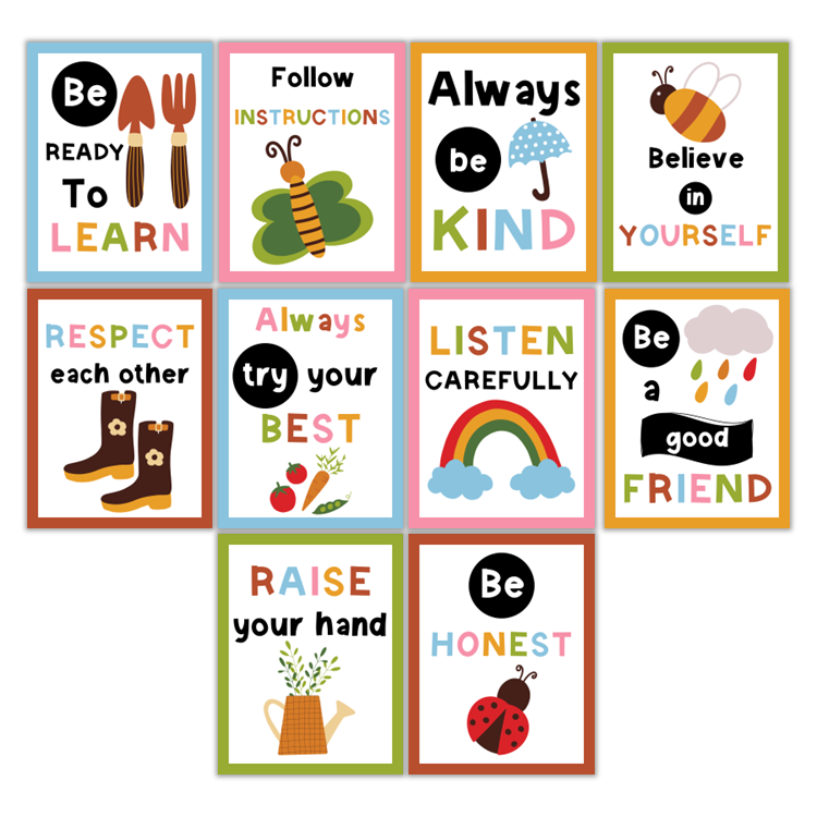 Classroom Rules Posters - Colorful Spring
