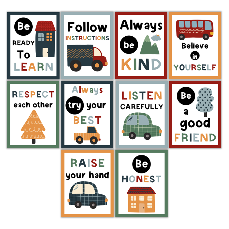 Classroom Rules Posters - Little Town