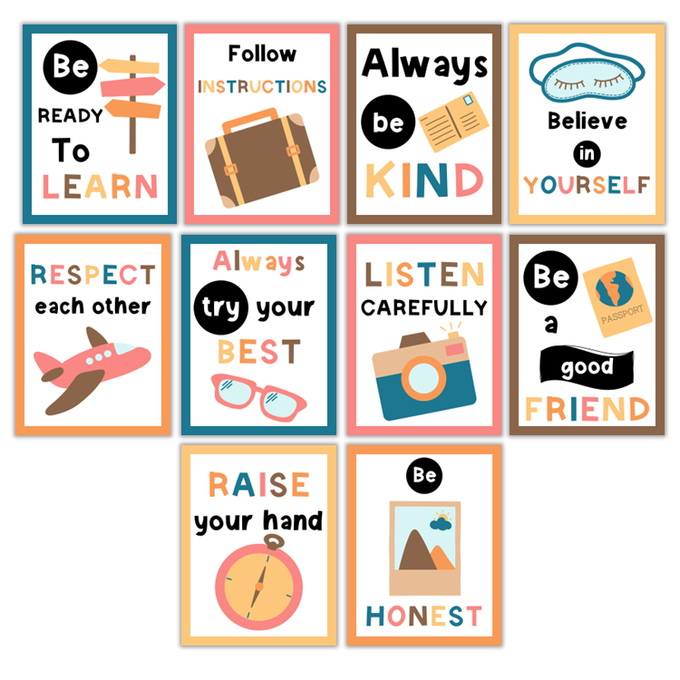 Classroom Rules Posters - Travel the World
