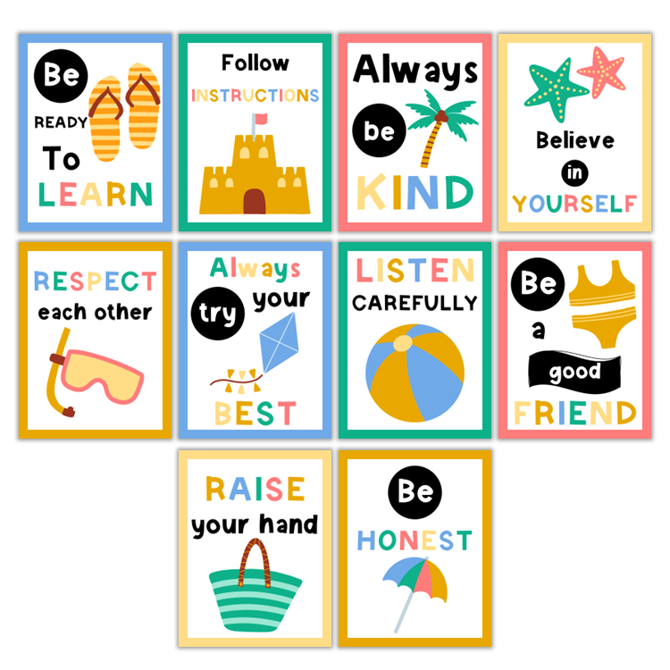 Classroom Rules Posters - Summer Beach