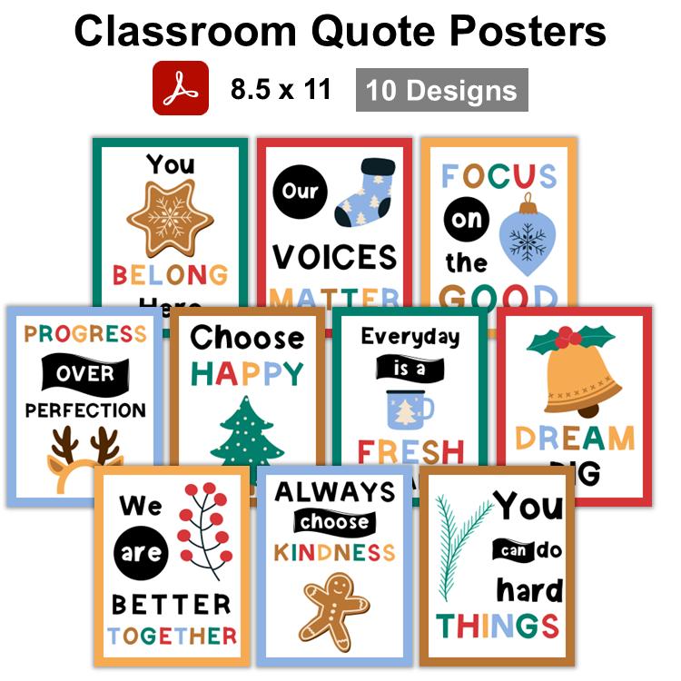 Classroom Quote Posters - Bright Christmas