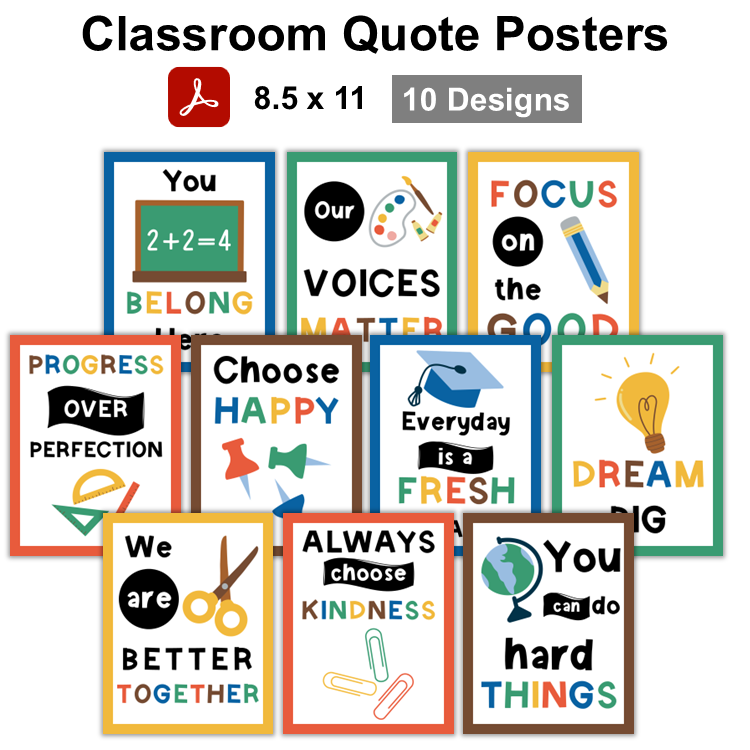 Classroom Quote Posters - School Supplies
