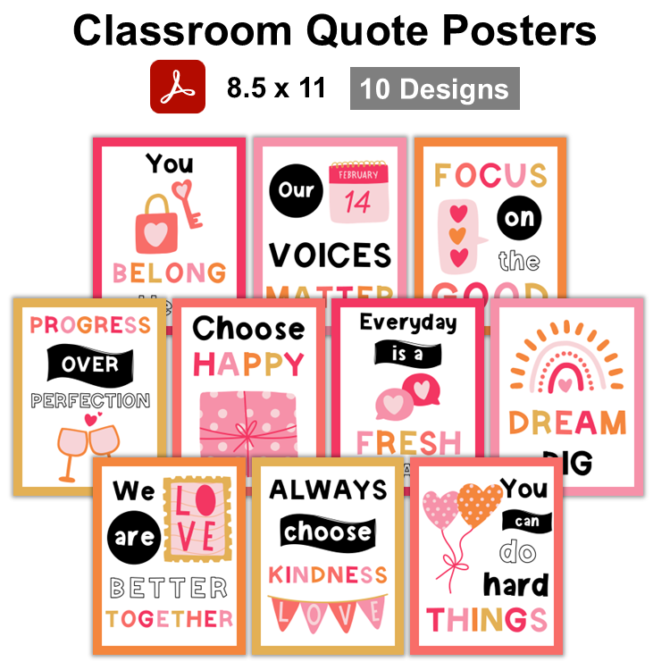 Classroom Quote Posters - Pink Valentine – kjunstudio