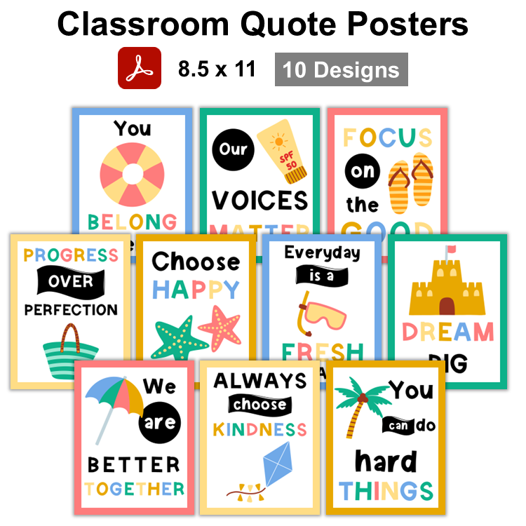 Classroom Quote Posters - Summer Beach