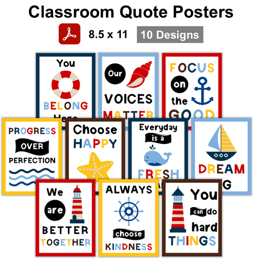 Classroom Quote Posters - Nautical