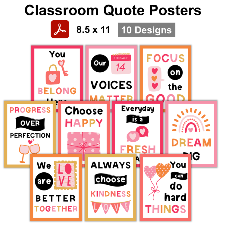 Classroom Quote Posters - Pink Valentine