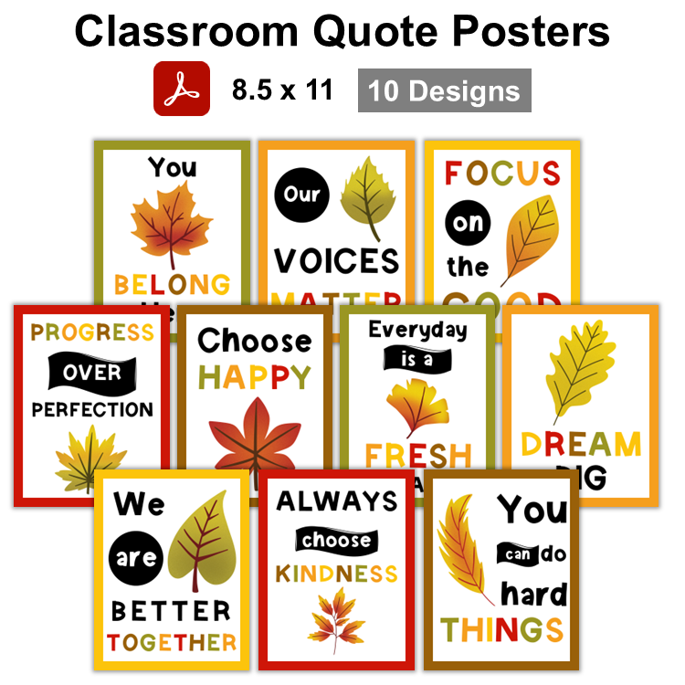 Classroom Quote Posters - Autumn Leaves