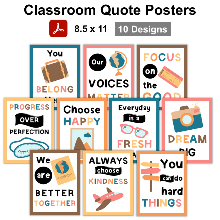 Classroom Quote Posters - Travel the World