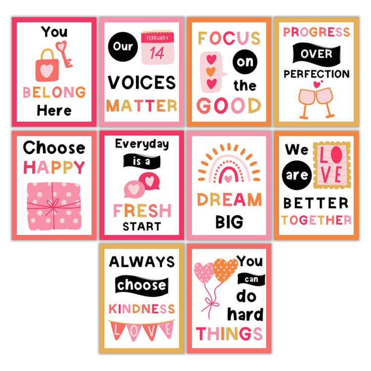 Classroom Quote Posters - Pink Valentine