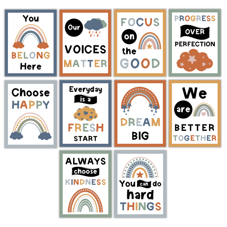 Classroom Quote Posters - Neutral Rainbow