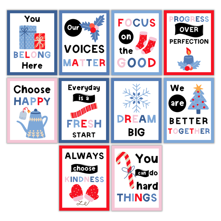 Classroom Quote Posters - Blue Winter