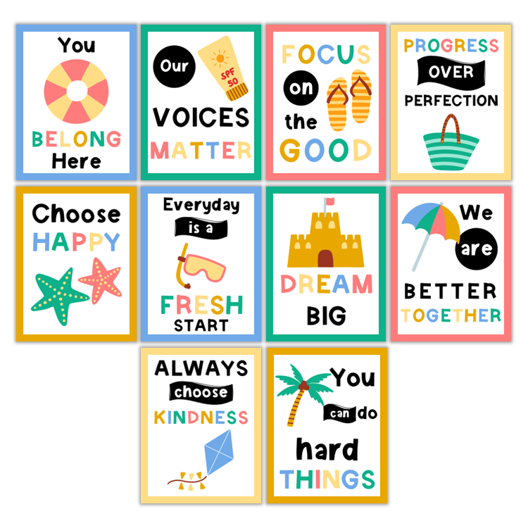 Classroom Quote Posters - Summer Beach