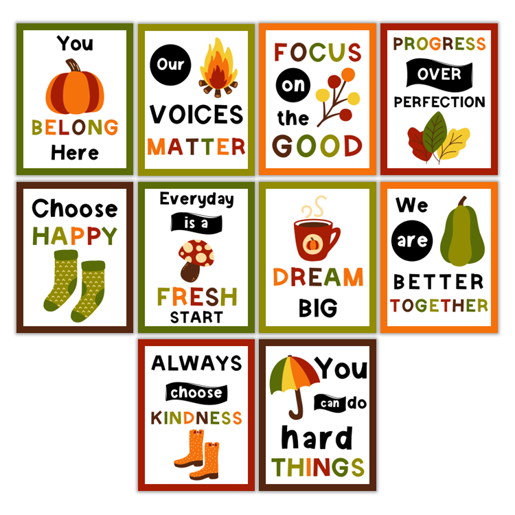 Classroom Quote Posters - Hello Fall