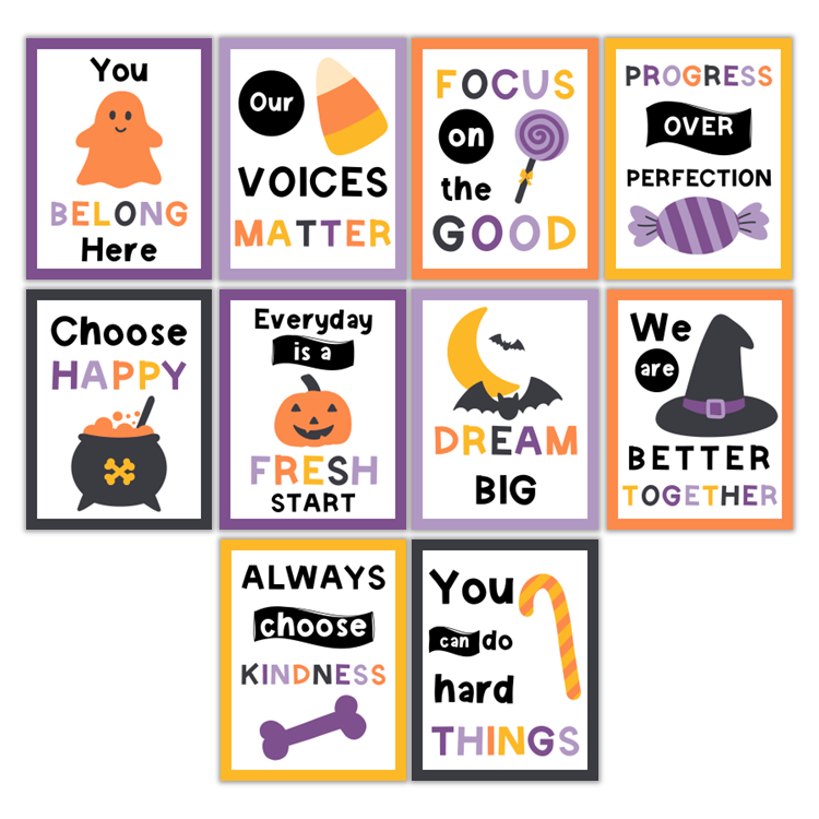 Classroom Quote Posters - Purple Halloween