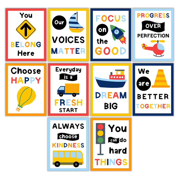 Classroom Quote Posters - Cute Transportation