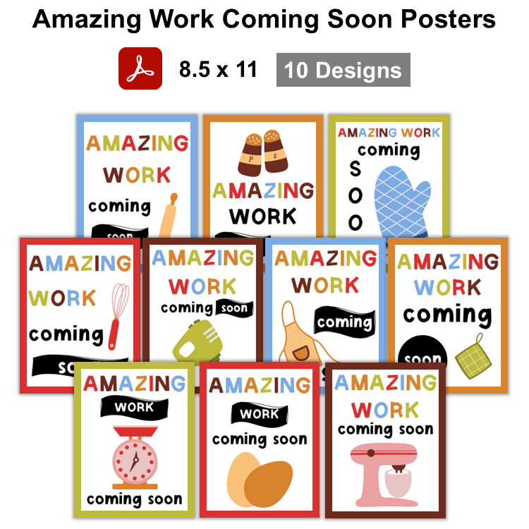 Amazing Work Coming Soon Posters - Colorful Baking