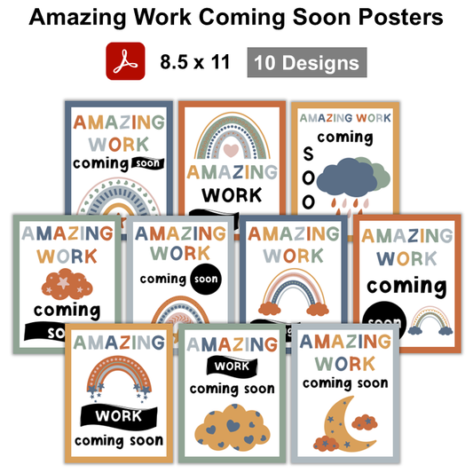 Amazing Work Coming Soon Posters - Neutral Rainbow