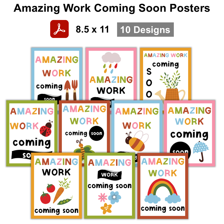 Amazing Work Coming Soon Posters - Colorful Spring