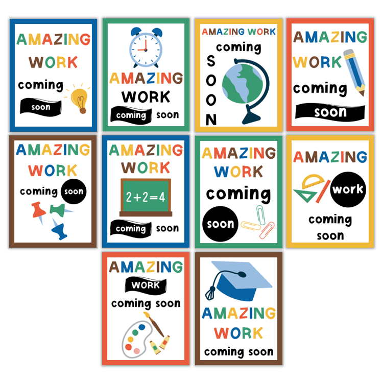 Amazing Work Coming Soon Posters - School Supplies