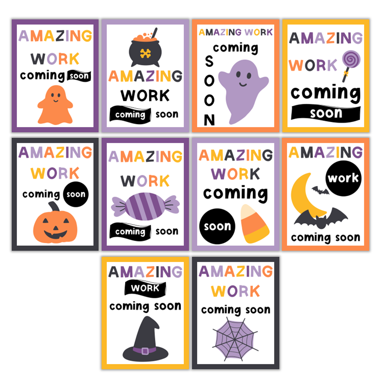 Amazing Work Coming Soon Posters - Purple Halloween